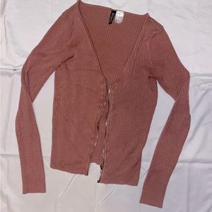 Divided, pink zip up too long sleeve. XS